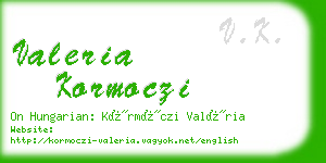 valeria kormoczi business card